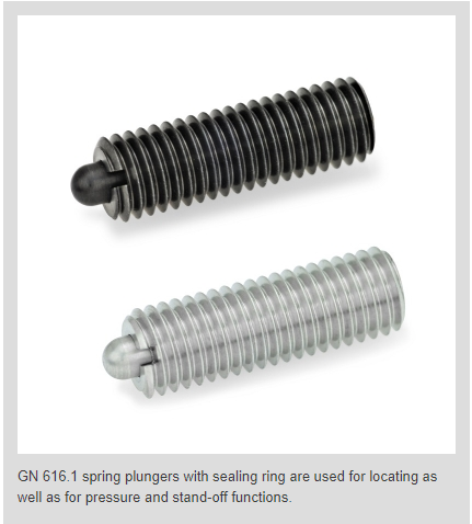 JW Winco Offers Steel and Stainless Steel Spring Plungers, Nose Pin with Sealing Ring
